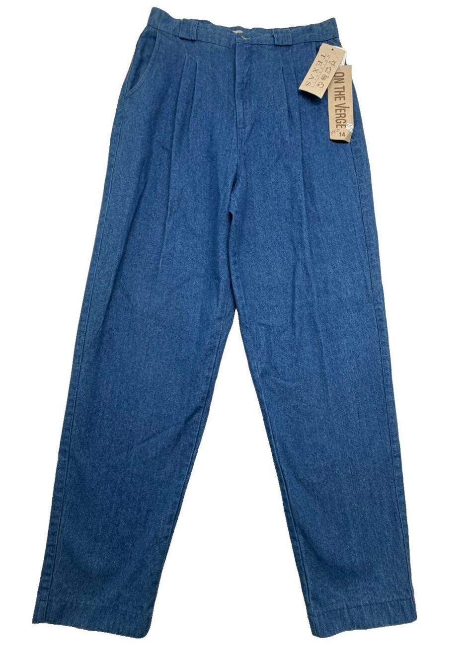 Vintage 90s On The Verge Naturally Texas Denim Pants 14 Pleated High Waist USA
